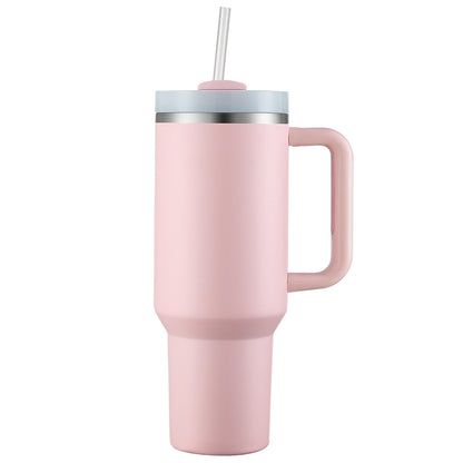 HONGZHAN 40 oz Tumbler with Handle and Straw Stainless Steel Vacuum Insulated Water Bottle for Hot or Cold Beverages Cup Holder Friendly Coffee Mug with Lid Gift for Women&Men