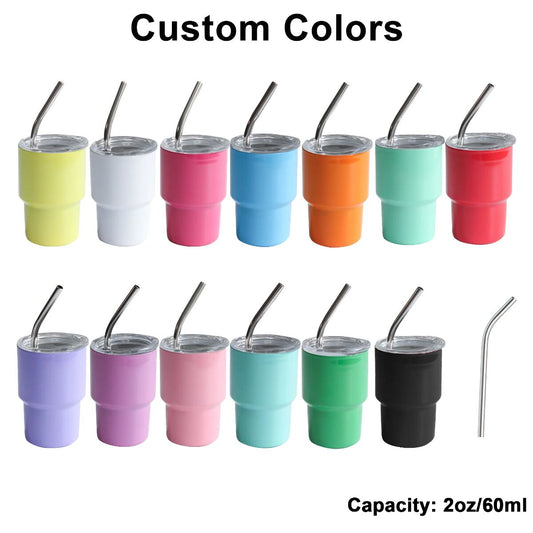 HONGZHAN 3 oz Mini Tumbler Shot Glass with Straw and Lid Colored Stainless Steel Sublimation Tumblers Cute Double Wall Vacuum Insulated Cups for Party Whiskey Bar Cocktai